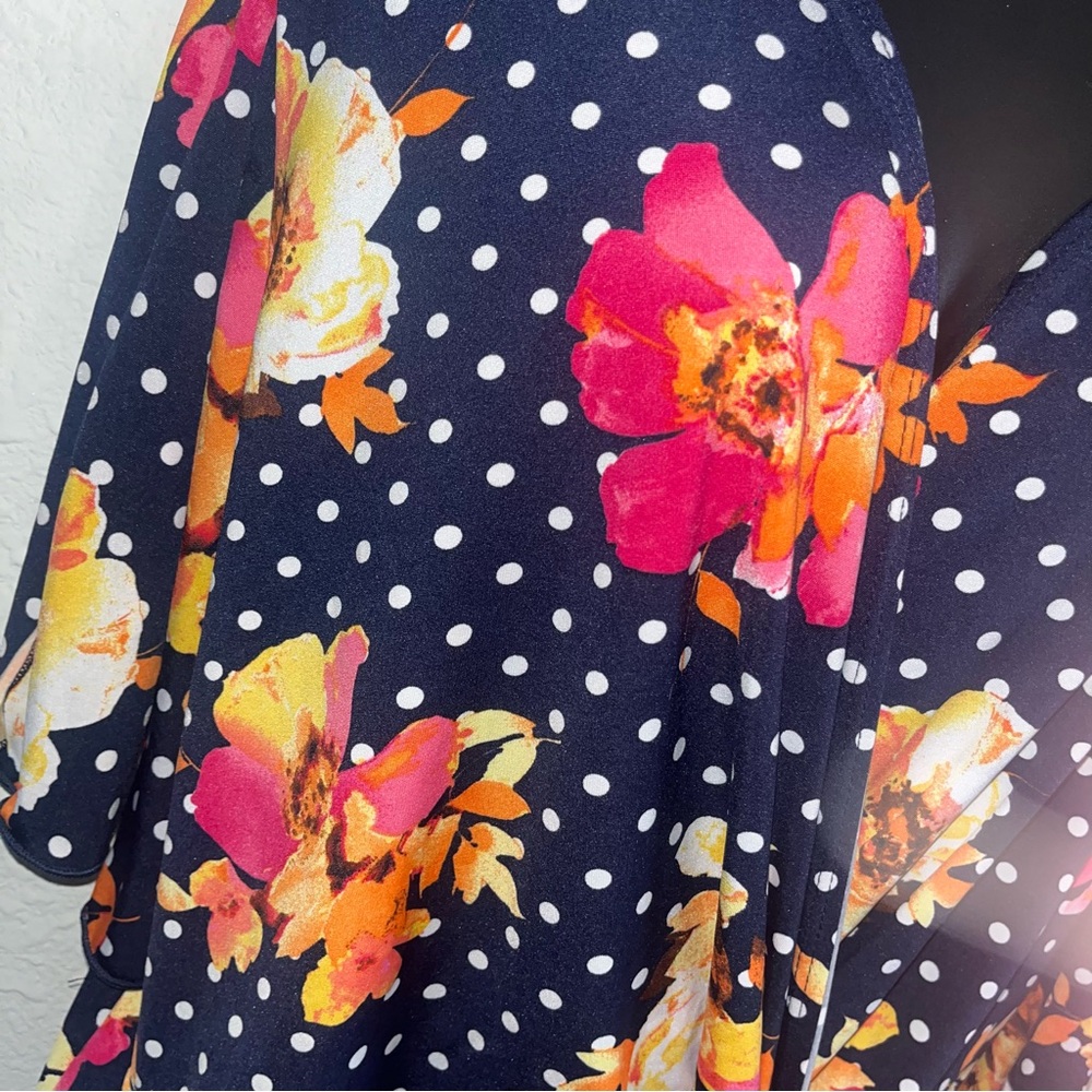 Polka Dot Wrap Top with flutter sleeves - Picture 3 of 10